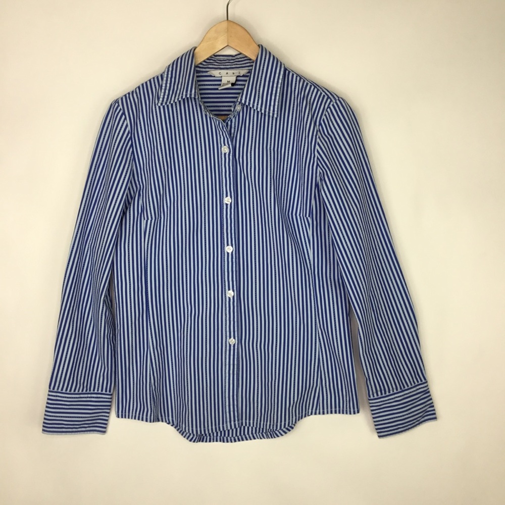 Cabi blue and white stripe dress shirt